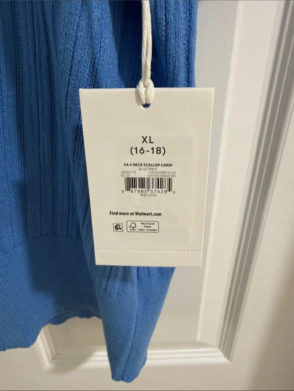 Blue Ribbed Short-Sleeve Button Cardigan - Free Assembly